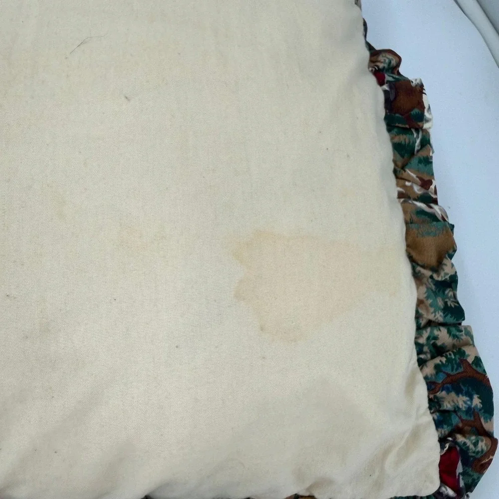 Vintage throw pillow featuring an English equestrian fox hunting scene